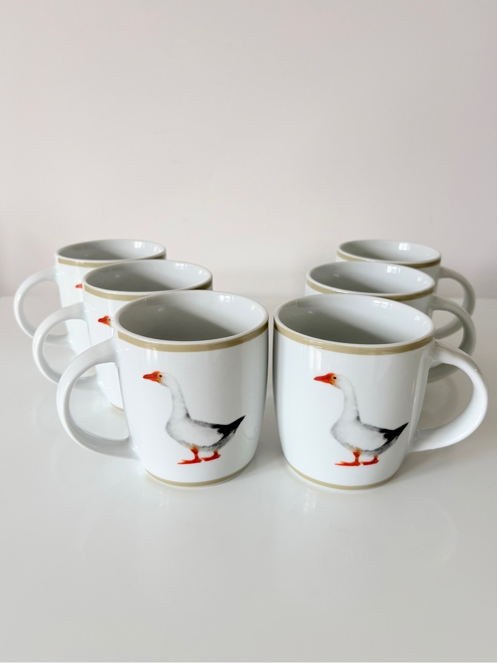 Vintage 90s Eaton Goose Mugs Coffee Tea Farmhouse Cottage Grandma Set of 6